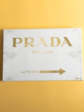 Oliver Gal Prada Marfa Sign Wall Art Canvas Gold Leaf Foil Milan 15x10 Stretched